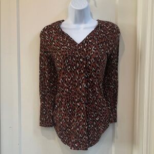 Leopard Print V-Neck Women's Top